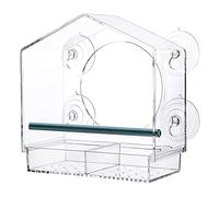 melairo Window Bird Feeders with Strong Suction Cups Clear Bird Feeder for Outside Bird House with 2 Compartment Removable Tray
