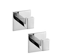 Melairy 2PC Self Adhesive 304 Stainless Steel Bathroom Square Towel Hook Chrome Finish Coat hat Door Hook Hanger Bathroom Accessories,No Screw Need