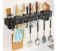 Melairy 40CM Utensil Rack For Kitchen Stainless Steel Kitchen Utensil Holder, Multifunctional Wall Mounted Rack with spoon, fork and chopstick holder