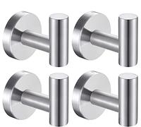 Melairy 4PC 304 Stainless Steel Bathroom Round Towel Hook Wall Mount Coat Hat Door Hook Hanger Bathroom Accessories Brushed