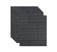 Melairya 3D Wall Panels Peel and Stick Foam 3D Brick Wallpaper Faux Stone Wall Panel Self-Adhesive Wallpaper for Interior Wall Decor - 20pack (Color : Black, Size : 3mm-[35x38cm])