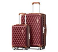 Melalenia Luggage Sets 7 Piece Suitcase Set, Hard Shell Carry on Luggage Travel Suitcases with Spinner Wheels and TSA Lock, Lightweight Luggage Set for Women, Beige Brown, Red Brown, 18+24 inch,