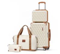 Melalenia Luggage Sets 7 Piece Suitcase Set, Hard Shell Carry on Luggage Travel Suitcases with Spinner Wheels and TSA Lock, Lightweight Luggage Set for Women, Beige Brown, Beige Brown, 4 Piece