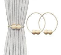 MELALUXE 2 Pack Magnetic Curtain Tiebacks, Decorative Curtain Holdbacks for Window Décor (Beige)