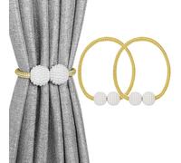 Melaluxe 2 Pack Magnetic Curtain Tiebacks, Decorative Curtain Holdbacks for Window Décor (Gold)