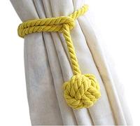 Melaluxe 4 Pack Curtain Tiebacks - Heavy Duty Curtain Rope Tieback, Handmade Rural Decorative Curtain Holdbacks (Yellow)