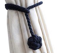 Melaluxe 4 Pack Curtain Tiebacks - Heavy Duty Curtain Rope Tieback, Handmade Rural Decorative Curtain Holdbacks (Navy Blue)