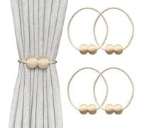 MELALUXE 4 Pack Magnetic Curtain Tiebacks, Decorative Curtain Accessories Holdbacks for Window Décor (Beige)