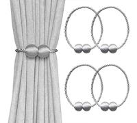Melaluxe 4 Pack Magnetic Curtain Tiebacks, Decorative Curtain Holdbacks for Window Décor (Grey)