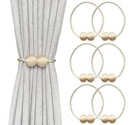 Melaluxe 6 Pack Magnetic Curtain Tiebacks, Decorative Curtain Holdbacks for Window Décor (Beige)