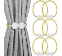 MELALUXE 6 Pack Magnetic Curtain Tiebacks, Decorative Curtain Holdbacks for Window Décor (Gold)