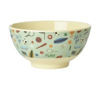 Medium RICE melamine bowl with SPORTS PRINT, 700 ml turquoise