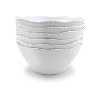 Melamine Cereal Bowls Set - 28 oz/6 inch 100% Melamine Soup/Salad Bowls | set of 6, White | Break-resistant and Dishwasher Safe, BPA Free