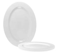 Melamine Dining Set, Plates and Bowls, Break-Resistant, Dishwasher Safe, 100% Melamine, BPA Free, White (3X 16 Oval Platter Serving Tray Dish)