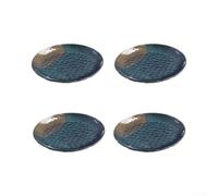Melamine Dinner Plates 4 Pack Hammered Texture Round Dishes Shatterproof Serving Set for Home Restaurant Black 24.1cm(19cm)