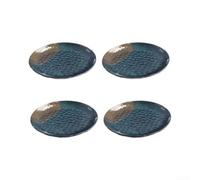 Melamine Dinner Plates 4 Pack Hammered Texture Round Dishes Shatterproof Serving Set for Home Restaurant Black 24.1cm(21.6cm)
