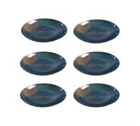 Melamine Dinner Plates Set of 6 Concentric Ripple Embossed Flat Dishes Shatter Resistant Lightweight Black Speckled Gradient Two Tone Three Sizes 17.5cm 22.4cm 27.8cm (22.4cm)