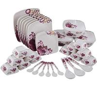 Melamine Dinner Set Melamine Dinner Set - 40 Pieces, White & Purple