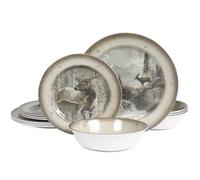 Melamine Dinnerware set for 4-12 PCS Deer Dinner Plates Bowls Set