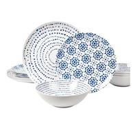 Melamine Dinnerware Set of 12 Pcs Dinner Dishes Set Bowls and Plates for Indoor and Outdoor with Unbreakable Non-breakable Lightweight Dining Tableware