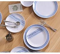 Melamine Dinnerware Sets, 12Pcs Plates and Bowls Sets Dinnerware Sets for 4, Unbreakable Dish Set for Indoor and Outdoor Use, Dishwasher Safe Raindrops Design