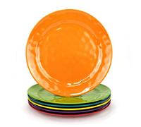 Melamine Plates set -10inch 6pcs 100% Melamine Dinner Plates for Everyday Use, Break-resistant and Lightweight, Multi Color