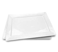 Melamine Serving Tray - 2 Piece 15.875" x 10.875" 100% Melamine Rectangular Platter,White Color | Shatter-Proof and Chip-Resistant Dishwasher Safe and BPA free
