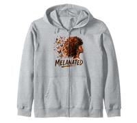 Melanated Watercolor Afro American Black Queen Butterfly Zip Hoodie