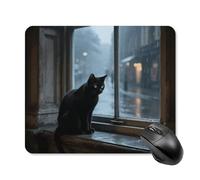Melancholy Black Cat Mouse Pad Square Mouse Mat Non-Slip Rubber Base Mousepad Wireless Mice Mat for Gaming, Office & Home, Waterproof Mouses Mats for Laptop/Desktop 25 * 30cm