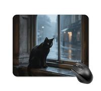 Melancholy Black Cat Mouse Pad Square Mouse Mat Non-Slip Rubber Base Mousepad Wireless Mice Mat for Gaming, Office & Home, Waterproof Mouses Mats for Laptop/Desktop 20 * 25cm
