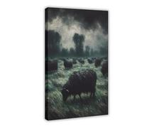 Melancholy Black Sheep Canvas Poster Wall Art Decor Print Picture Paintings for Living Room Bedroom Decoration 24x36inch(60x90cm)