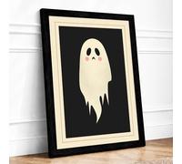 Melancholy Ghost Modern Framed Wall Art Print A2 (59.4×42cm) Black, Wall Decor for Living Room, Bedroom, Office & Home, Ready to Hang, Art Gift