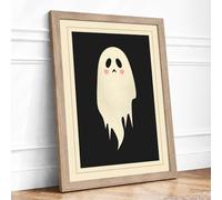 Melancholy Ghost Modern Framed Wall Art Print A4 (29.7×21cm) Oak, Wall Decor for Living Room, Bedroom, Office & Home, Ready to Hang, Art Gift