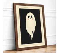 Melancholy Ghost Modern Framed Wall Art Print A4 (29.7×21cm) Walnut, Wall Decor for Living Room, Bedroom, Office & Home, Ready to Hang, Art Gift