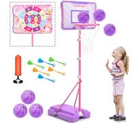 MELAND Basketball Hoop - Pink Basketball Hoop Age 3+ for Kids with Adjustable Height of 40.8-74.8 Inch Unicorn Gifts for Girls Toys Kids Toys for Outdoor Indoor Game Birthday Gift for Toddler Girls