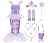 MELAND Mermaid Costume Kids, Princess Costumes for Girls Gift Aged 3-10, Little Mermaid Dress Up for Girls Halloween, Party