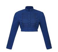 MelangCos Women's Empire Costume Spencer Jacket Regency Crop Redingote Horse Riding Show Coat, Navy Blue, M