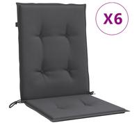vidaXL Lowback Chair Cushions - Set of 6, Anthracite Melange, Polyester Fabric, Foam Fibre Filling, Indoor/Outdoor Seat Padding 100x50x4cm