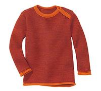 Melange Jumper Baby & Toddler - 100% Organic Merino - Breathable & Warm - Unisex Size 50-104 - Sustainable & Fair - Stretchy with Button Closure - Made in Germany, Orange-bordeaux, 86/92 cm