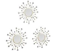 Melanie Wall Mirrors Set of 3 Frame in Gold with Decorative Balls and Crystals Diameter 25.5 cm