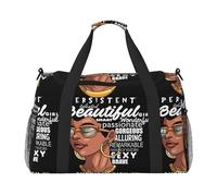 Melanin Afro Woman Lightweight Waterproof Large Capacity Handheld Shoulder Crossbody Travel Bag Personal Belongings Organizer Bag