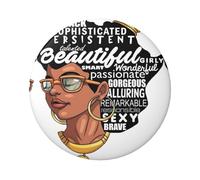 Melanin Afro Woman Round Badge - Durable Tin Plate Design With Full Front Print, Perfect For Custom Gifts And Apparel Decoration
