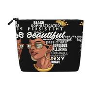 Melanin Afro Woman Versatile Travel Toiletry Bag - Fake Hemp Makeup Bag for Multi-use - Cosmetic Accessories Organizer