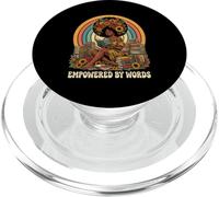 Melanin Queen Afro Woman Reading Books Floral PopSockets PopGrip for MagSafe