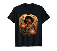 Melanin Queen Hummingbirds Protea Blooms T-Shirt