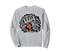 Melanin Women Black History Month October Afro Word Art Sweatshirt, Adult Unisex, Heather Grey, Medium
