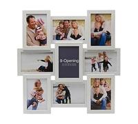 MELANNCO 18 x 18 Inch 9 Opening Photo Collage Frame, Displays Four 4x6 and Five 6x4 Inch Photos, White