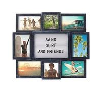MELANNCO Customizable Letter Board with 8-Opening Photo Collage, 19-Inch-by-17-Inch, Black