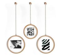 MELANNCO Hanging Metal Chain Round Floating Frames, Gold Finish, Includes Hanging Hardware, Set Of 3