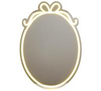 MELANNCO Oval Shaped Mirror with Bow Design in Neon LED Lights, 10.95x1.38x15.4 Inch